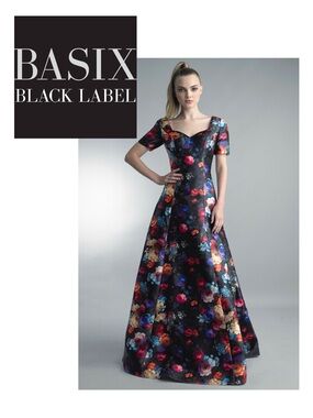 BASIX BLACK LABEL Floral Print Satin Gown